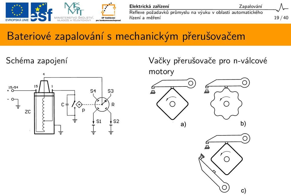 přerušovačem Schéma zapojení Vačky