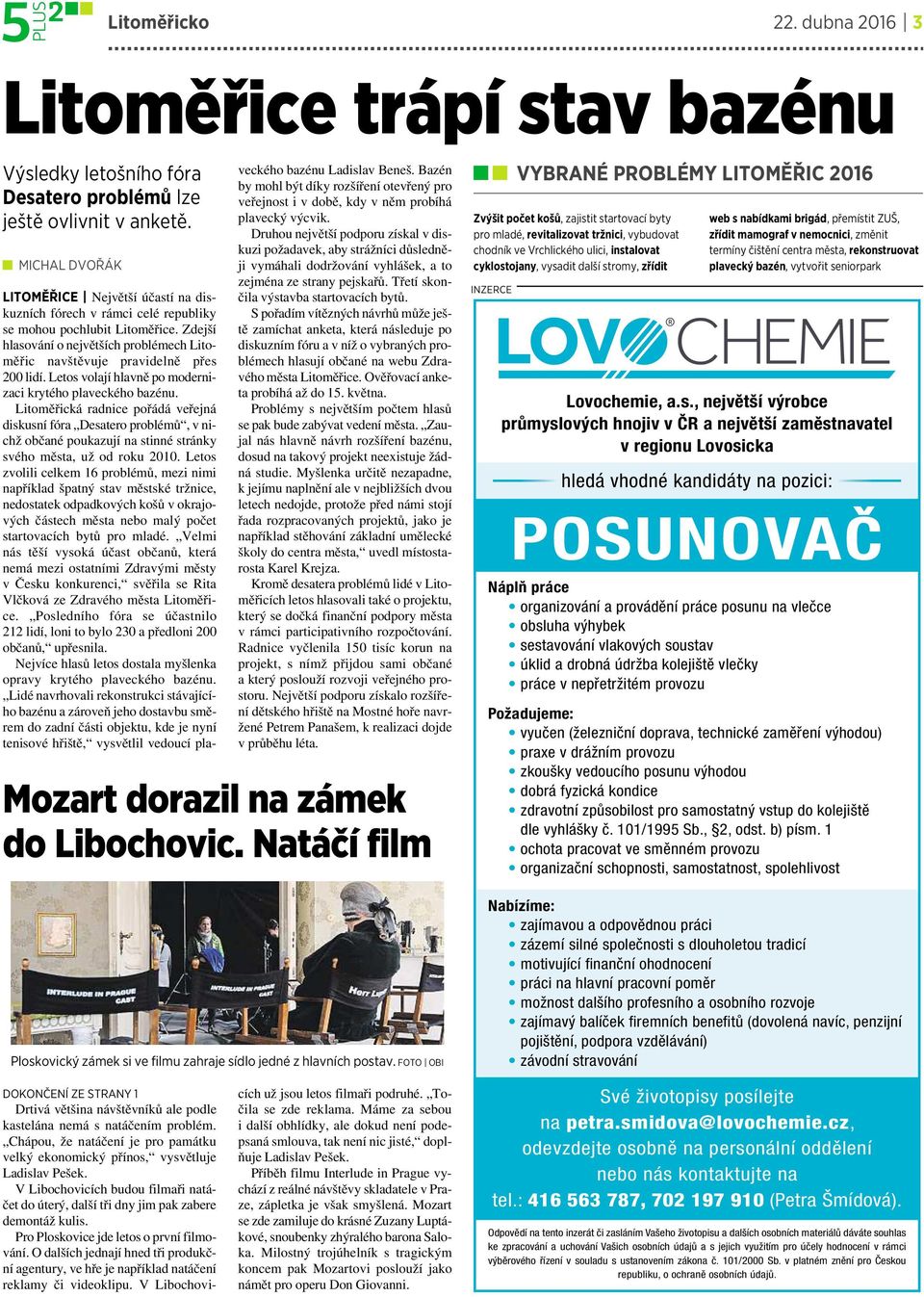 Zdejší hlasování o největších problémech Litoměřic navštěvuje pravidelně přes 200 lidí.letos volají hlavně po modernizaci krytého plaveckého bazénu.
