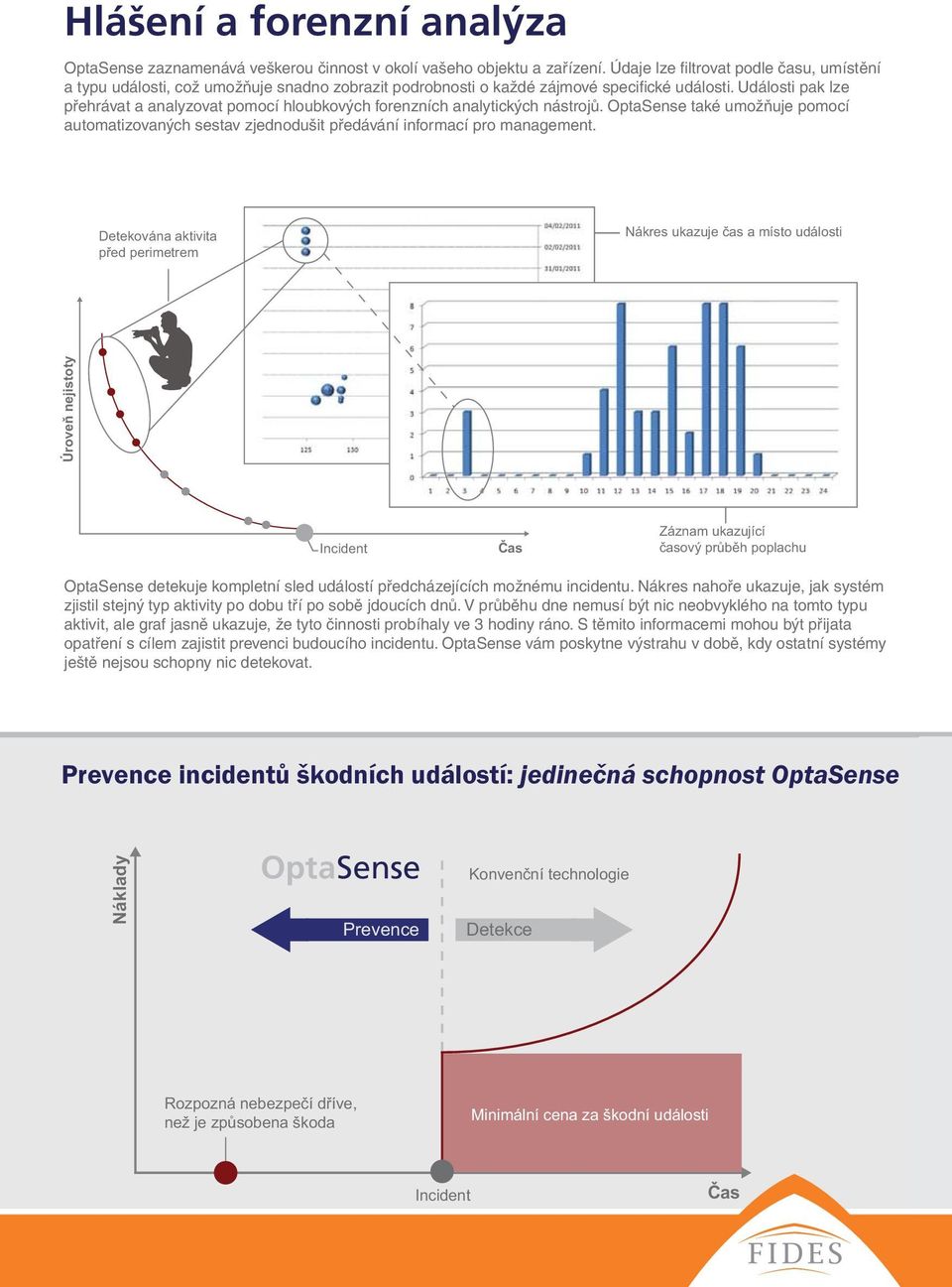 Události pak lze přehrávat a analyzovat pomocí hloubkových forenzních analytických nástrojů. OptaSense také umožňuje pomocí automatizovaných sestav zjednodušit předávání informací pro management.