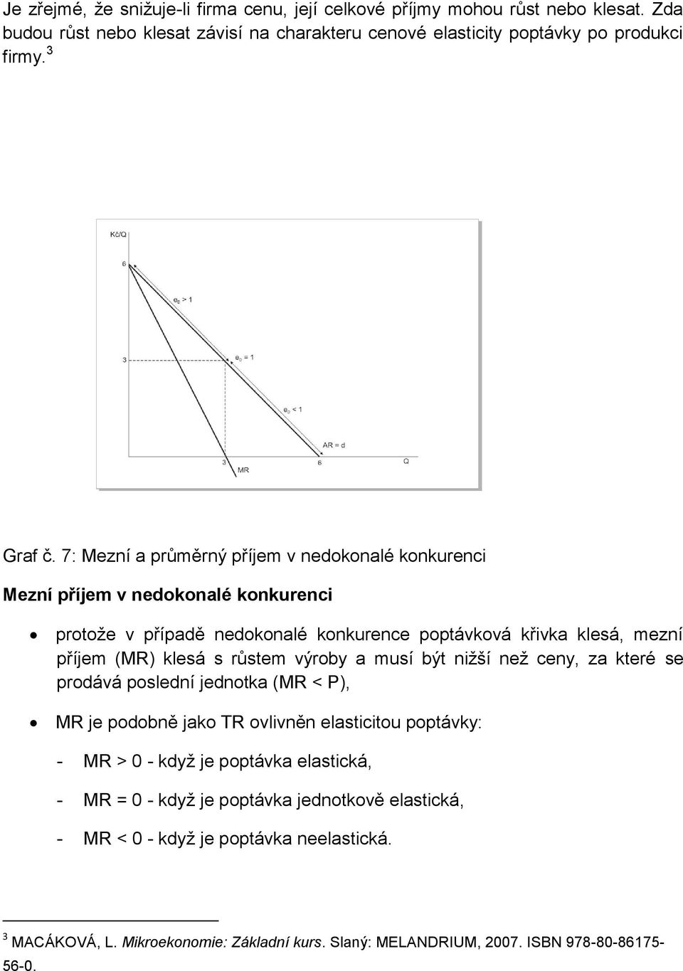 7: Mezní a průměrný příjem v nedokonalé konkurenci Mezní příjem v nedokonalé konkurenci protože v případě nedokonalé konkurence poptávková křivka klesá, mezní příjem (MR) klesá s