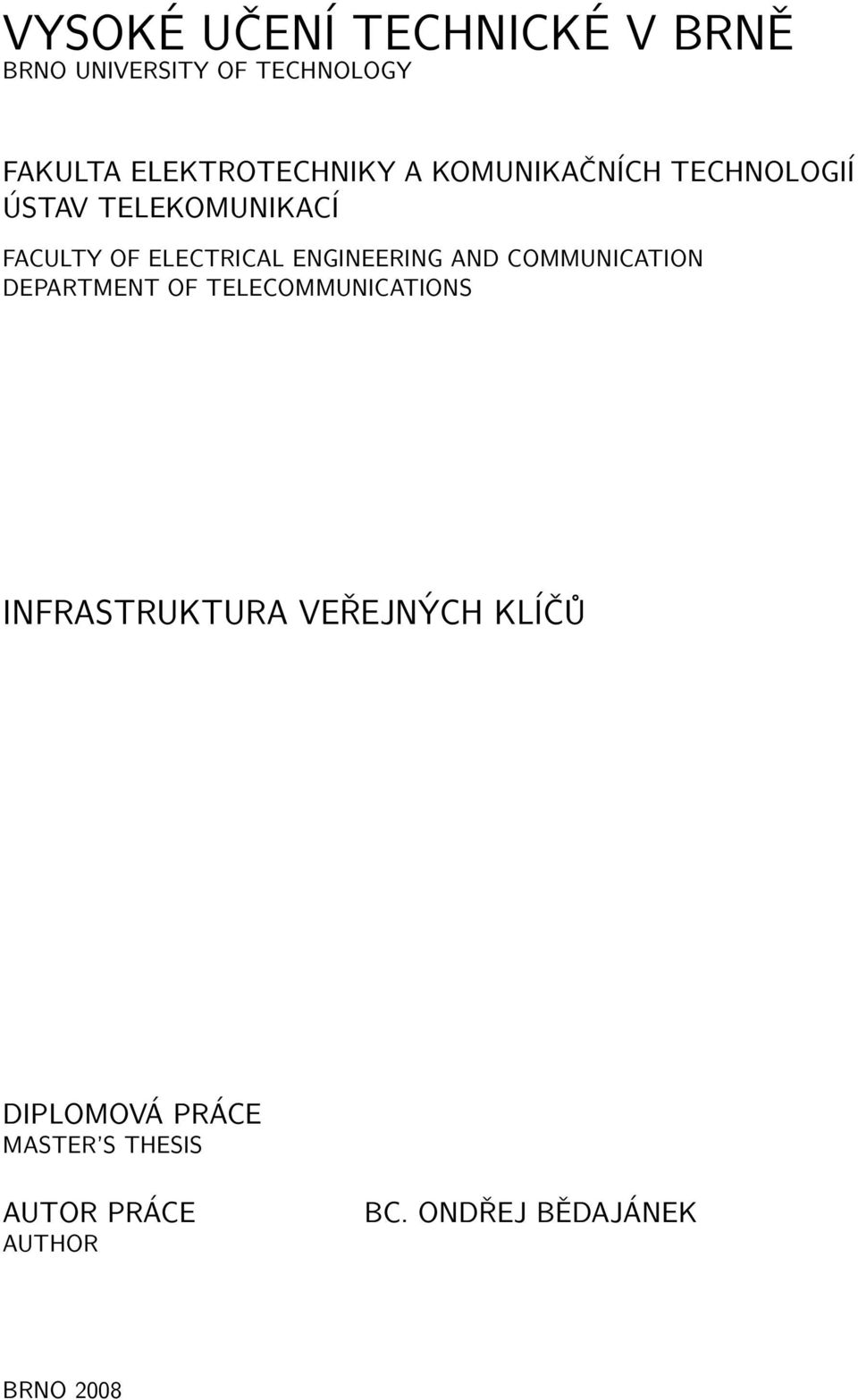 ELECTRICAL ENGINEERING AND COMMUNICATION DEPARTMENT OF TELECOMMUNICATIONS