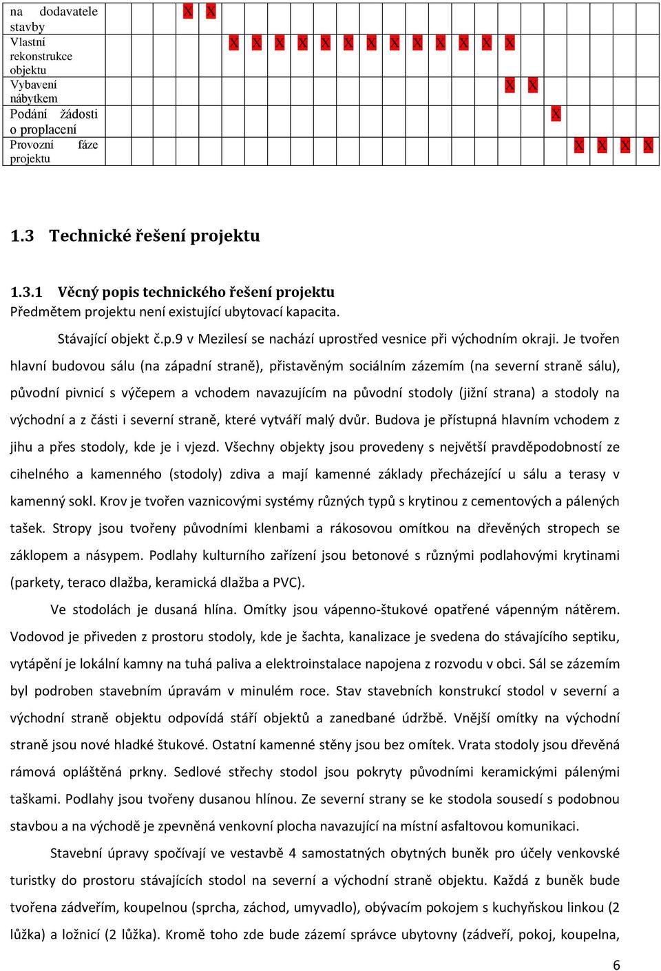 Je tvořen hlavní budovou sálu (na západní straně), přistavěným sociálním zázemím (na severní straně sálu), původní pivnicí s výčepem a vchodem navazujícím na původní stodoly (jižní strana) a stodoly