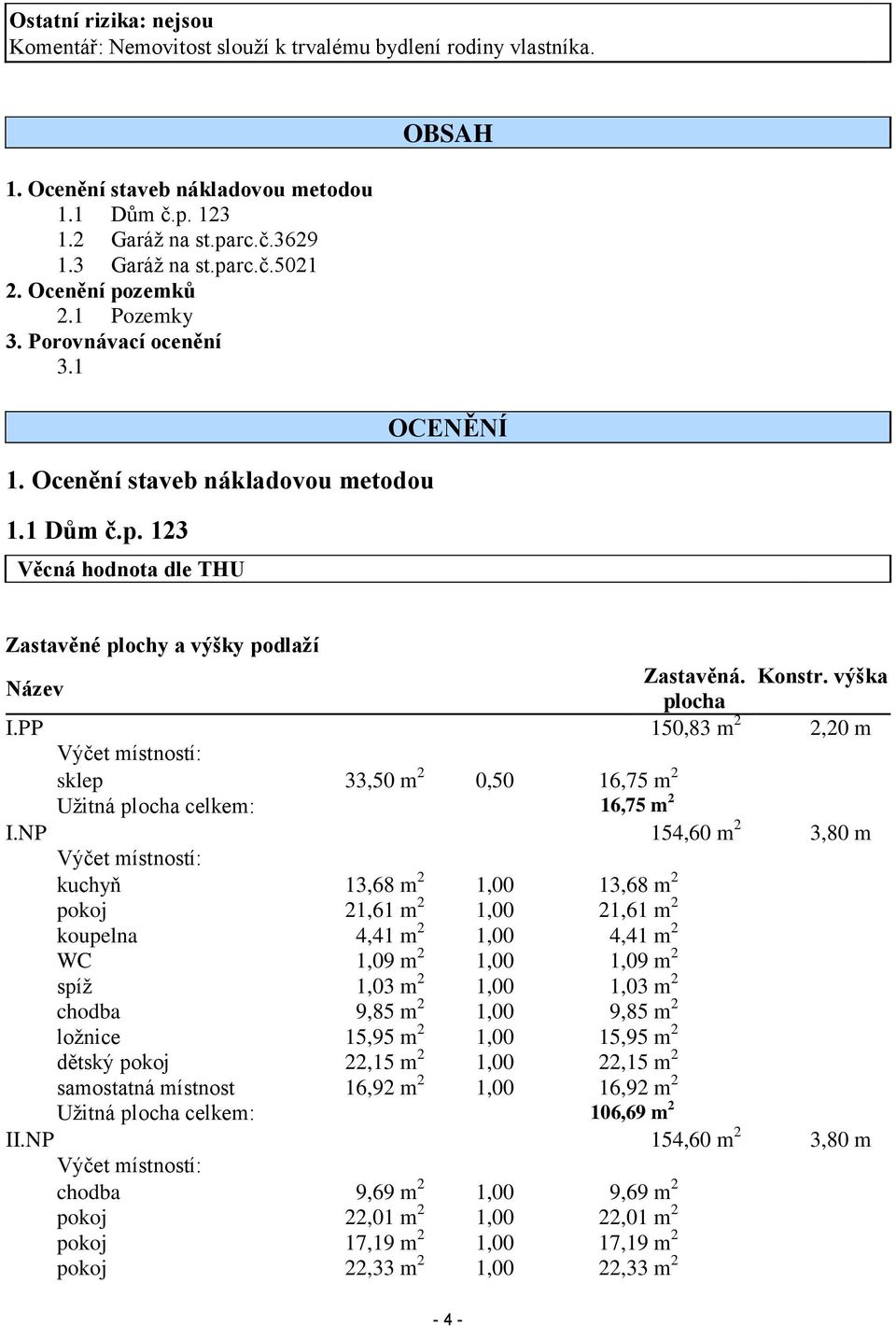 Konstr. výška plocha I.PP 150,83 m 2 2,20 m Výčet místností: sklep 33,50 m 2 0,50 16,75 m 2 Užitná plocha celkem: 16,75 m 2 I.