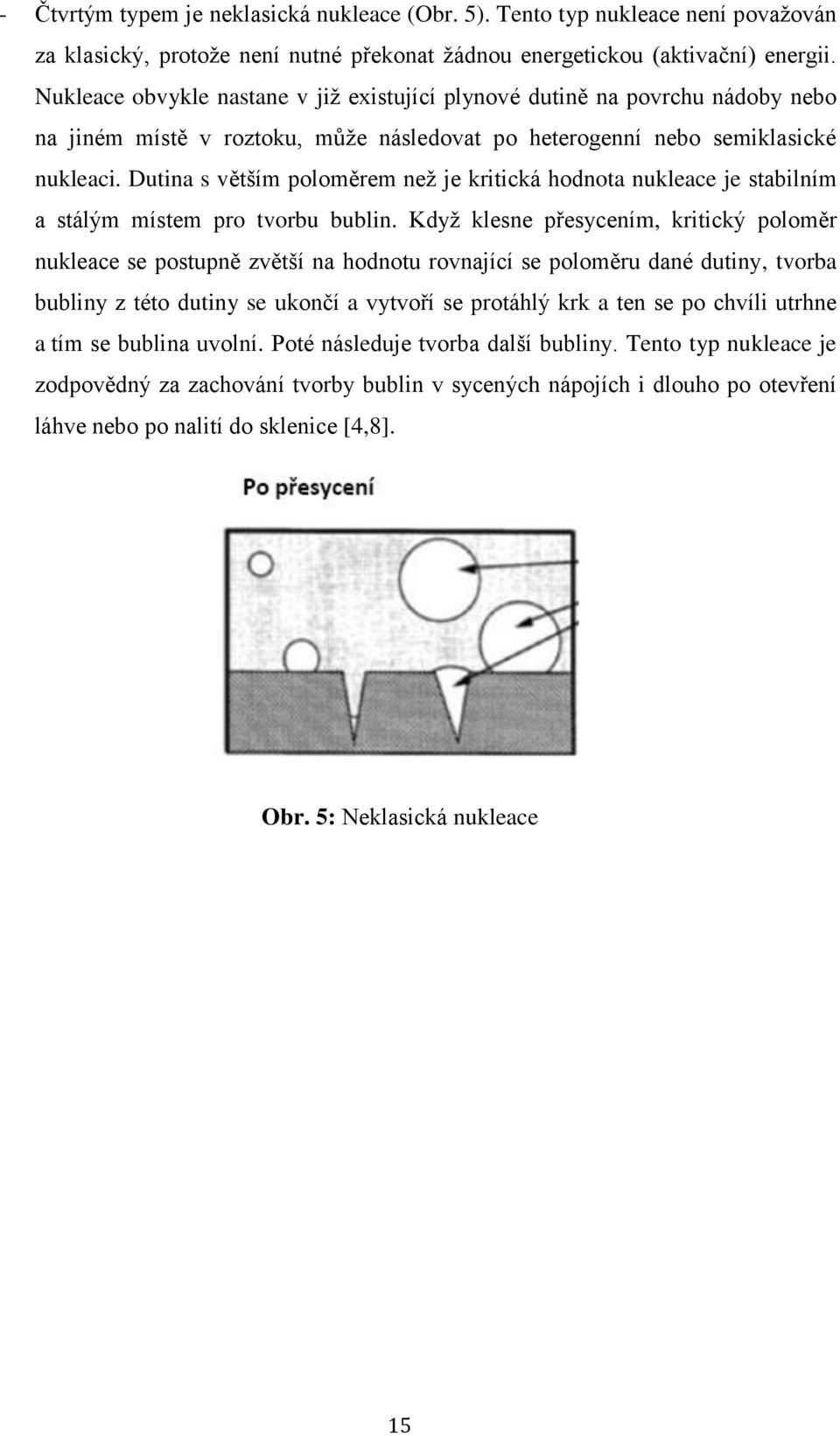 Dutina s větším poloměrem než je kritická hodnota nukleace je stabilním a stálým místem pro tvorbu bublin.