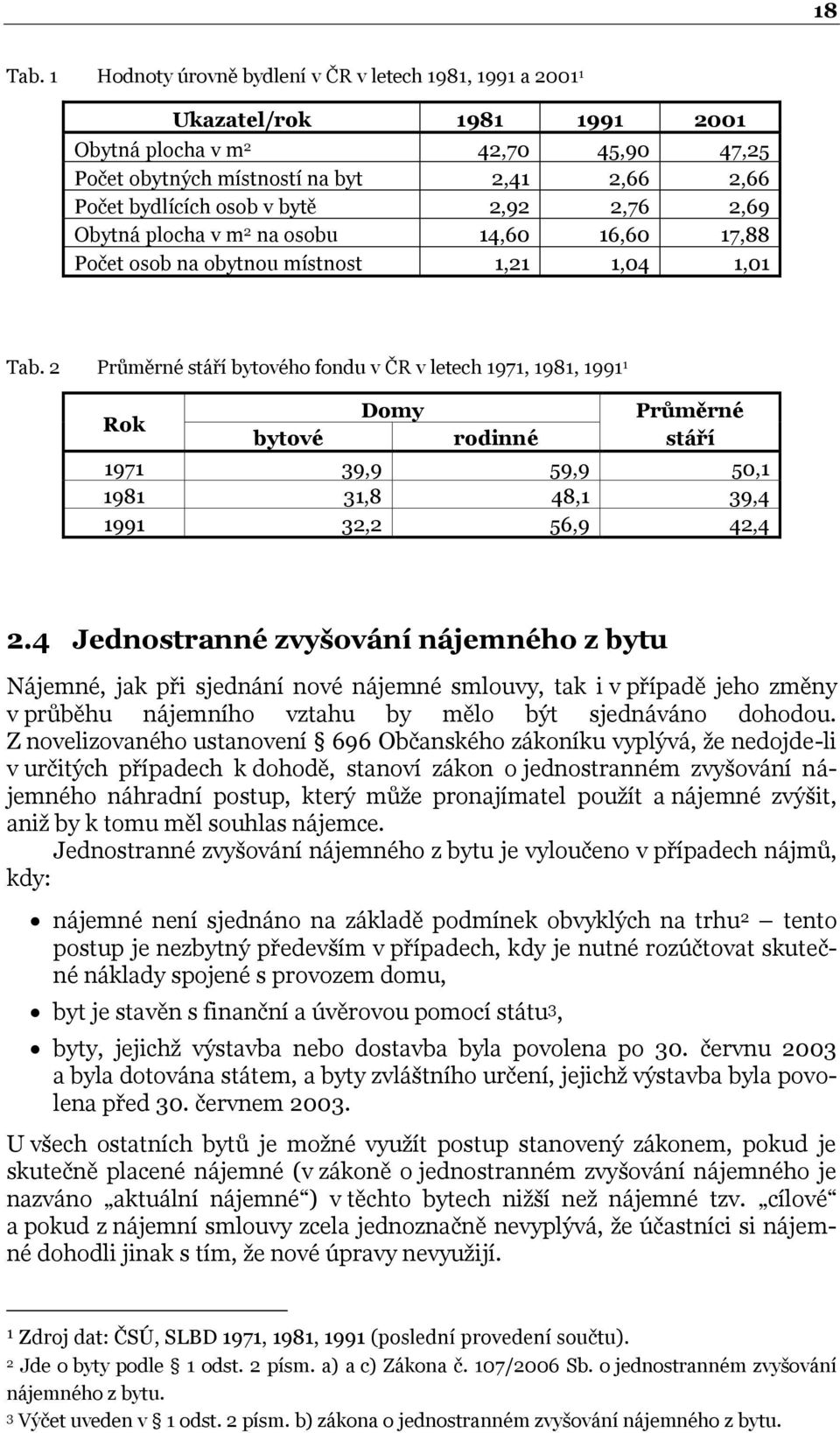 2,92 2,76 2,69 Obytná plocha v m 2 na osobu 14,60 16,60 17,88 Počet osob na obytnou místnost 1,21 1,04 1,01 Tab.