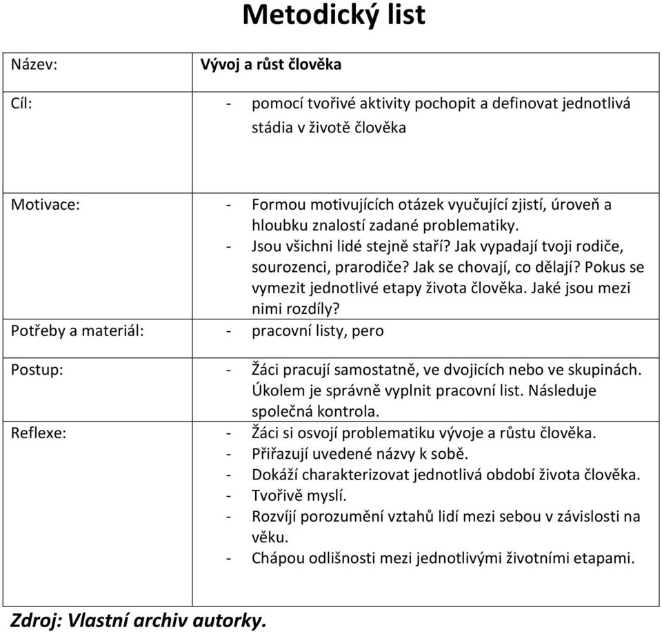 Jaké jsou mezi nimi rozdíly? Potřeby a materiál: - pracovní listy, pero Postup: - Žáci pracují samostatně, ve dvojicích nebo ve skupinách. Úkolem je správně vyplnit pracovní list.