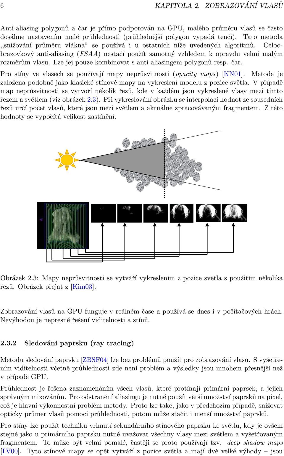 Lze jej pouze kombinovat s anti-aliasingem polygonů resp. čar. Pro stíny ve vlasech se používají mapy neprůsvitnosti (opacity maps) [KN01].