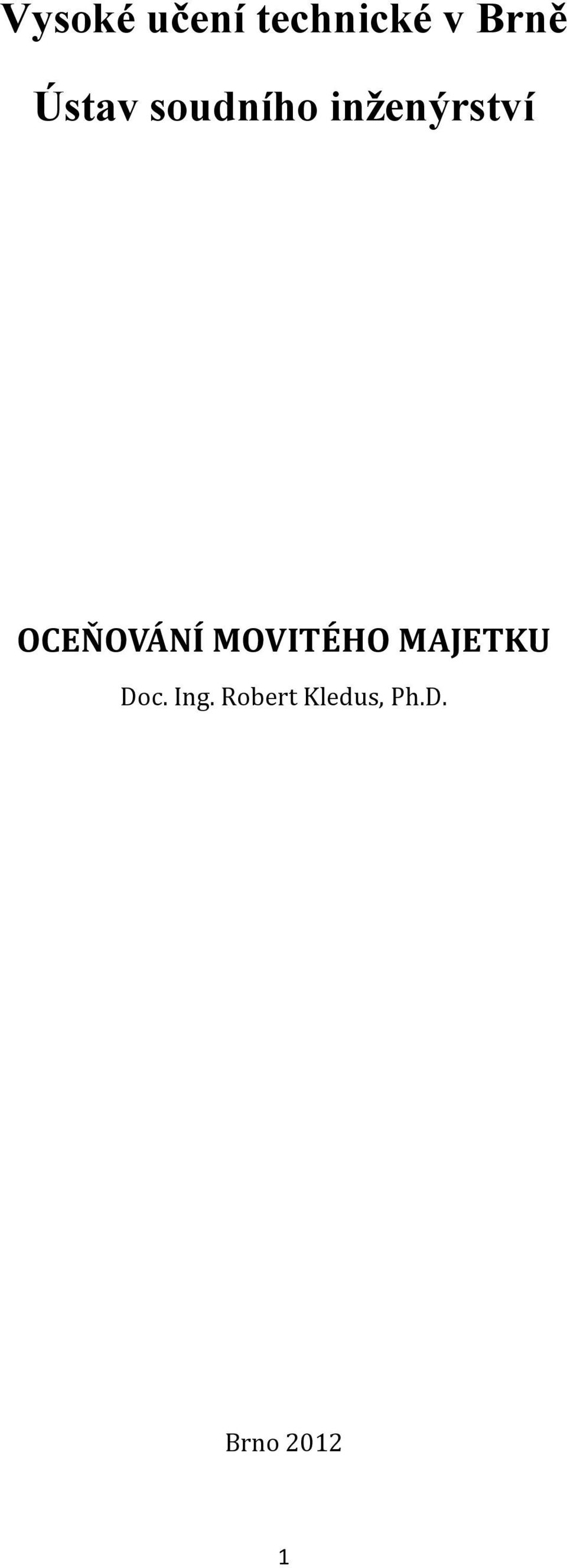 OCEŇOVÁNÍ MOVITÉHO MAJETKU Doc.
