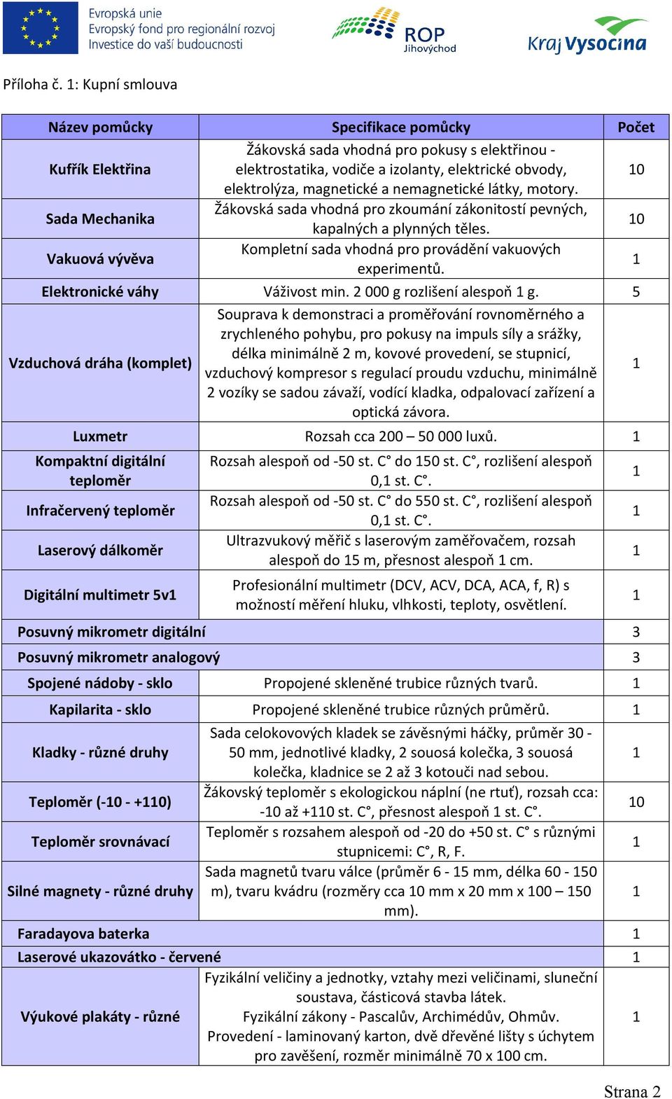 Elektronické váhy Váživost min. 2 000 g rozlišení alespoň g.