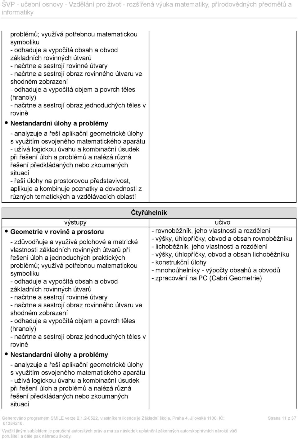 úlohy s využitím osvojeného matematického aparátu - užívá logickou úvahu a kombinační úsudek při řešení úloh a problémů a nalézá různá řešení předkládaných nebo zkoumaných situací - řeší úlohy na