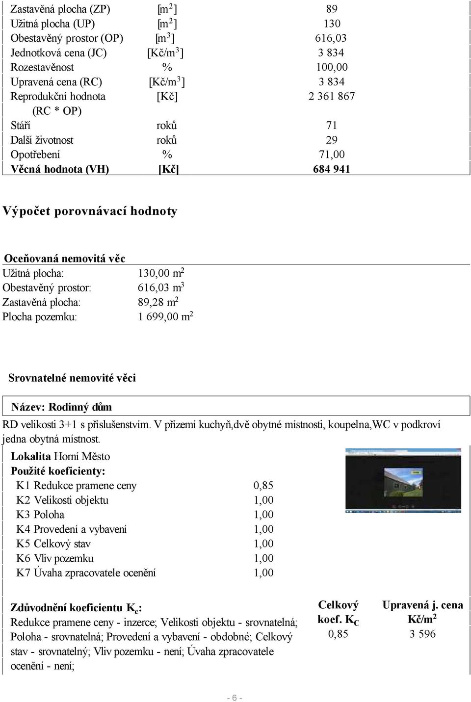 130,00 m 2 Obestavěný prostor: 616,03 m 3 Zastavěná plocha: 89,28 m 2 Plocha pozemku: 1 699,00 m 2 Srovnatelné nemovité věci Název: Rodinný dům RD velikosti 3+1 s příslušenstvím.