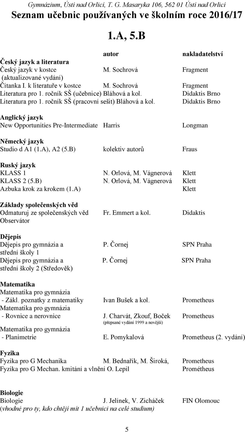 B) kolektiv ů Fraus Ruský jazyk KLASS 1 N. Orlová, M. Vágnerová Klett KLASS 2 (5.B) N. Orlová, M. Vágnerová Klett Azbuka krok za krokem (1.