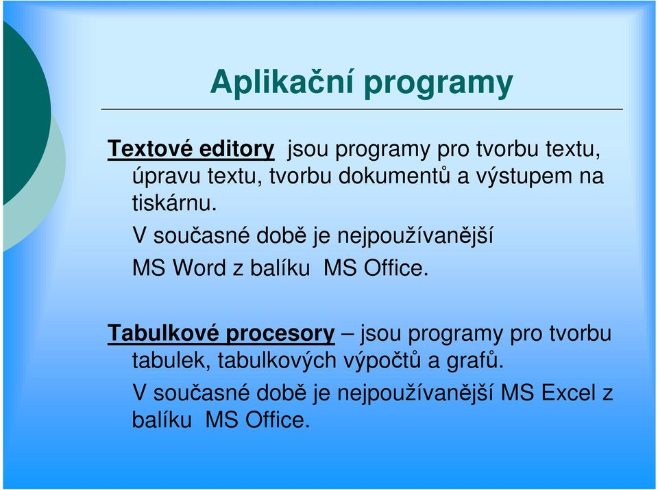 V současné době je nejpoužívanější MS Word z balíku MS Office.