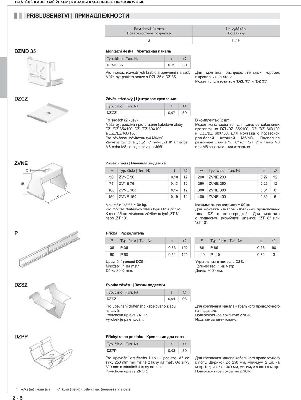 Může být používán pro drátěné kabelové žlaby DZL/DZ 35X100, DZL/DZ 60X100 a DZL/DZ 60X150. Pro závěsnou závitovou tyč M6/M8.