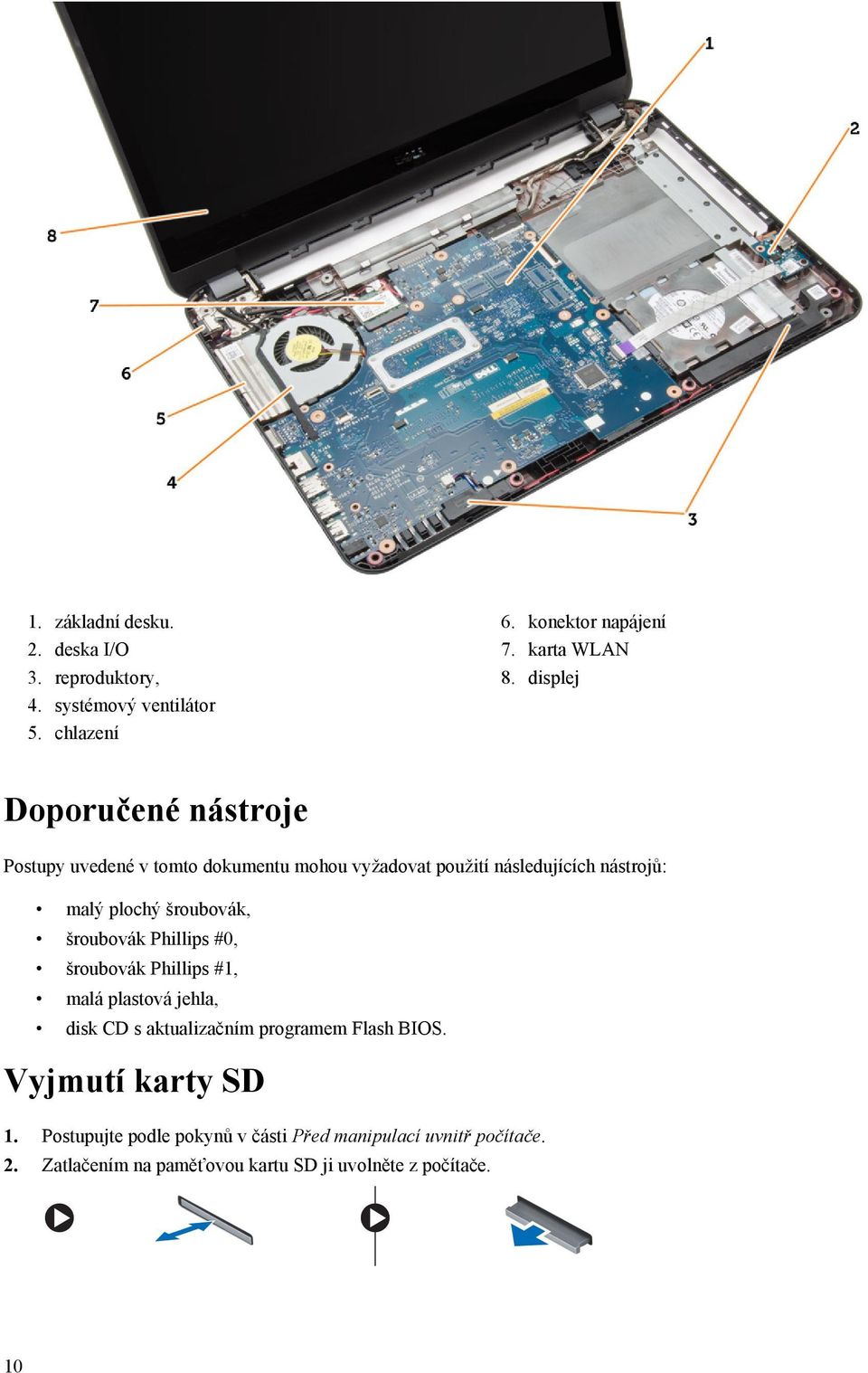 šroubovák, šroubovák Phillips #0, šroubovák Phillips #1, malá plastová jehla, disk CD s aktualizačním programem Flash BIOS.
