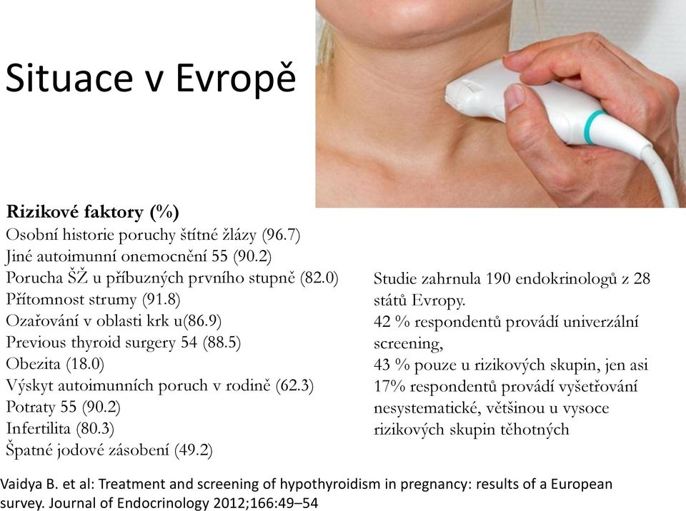 3) Špatné jodové zásobení (49.2) Studie zahrnula 190 endokrinologů z 28 států Evropy.