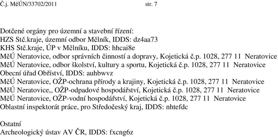 p. 1028, 277 11 Neratovice Obecní úřad Obříství, IDDS: auhbwvz MěÚ Neratovice, OŽP-ochrana přírody a krajiny, Kojetická č.p. 1028, 277 11 Neratovice MěÚ Neratovice,, OŽP-odpadové hospodářství, Kojetická č.