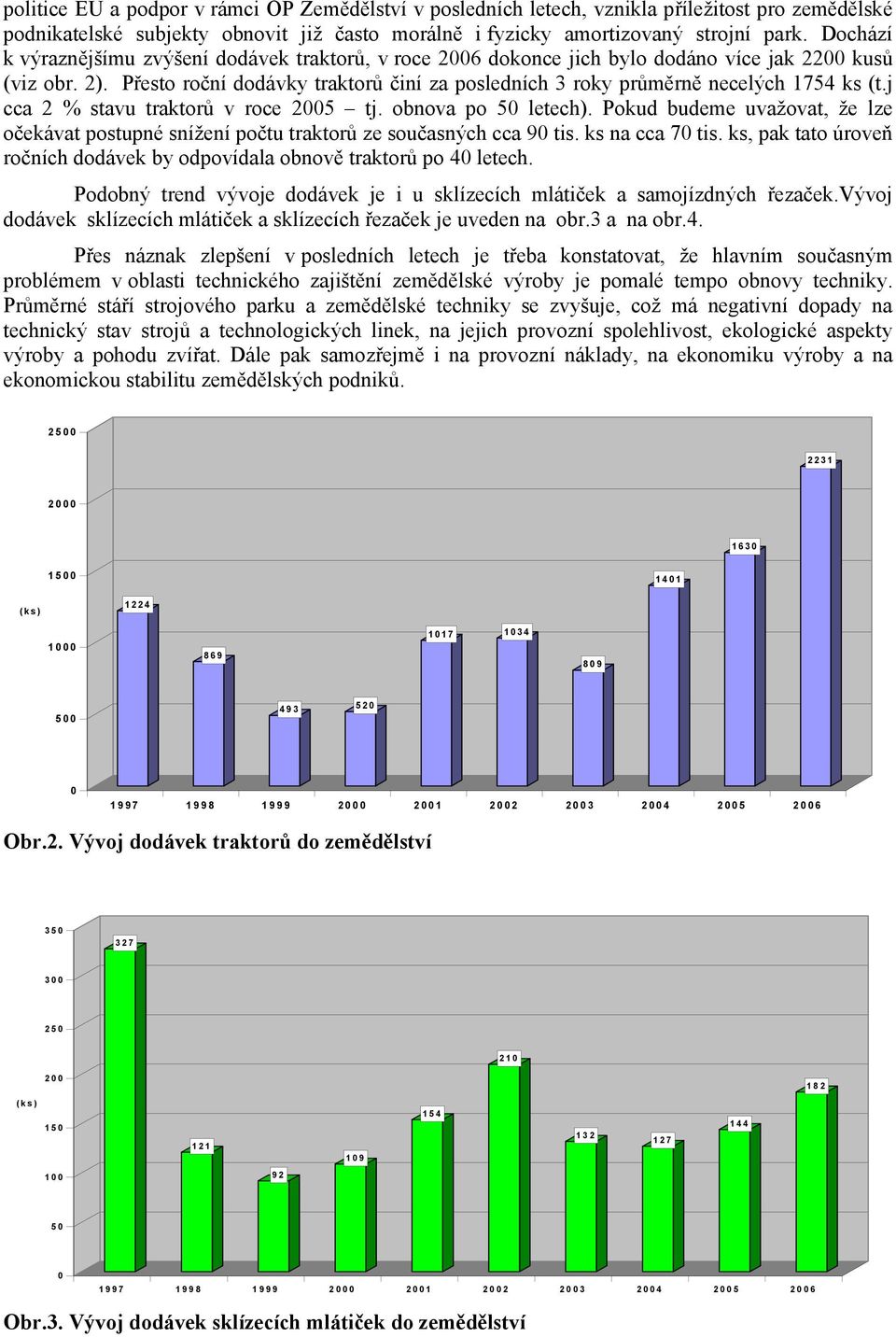 j cca 2 % stavu traktorů v roce 25 tj. obnova po 5 letech). Pokud budeme uvažovat, že lze očekávat postupné snížení počtu traktorů ze současných cca 9 tis. ks na cca 7 tis.