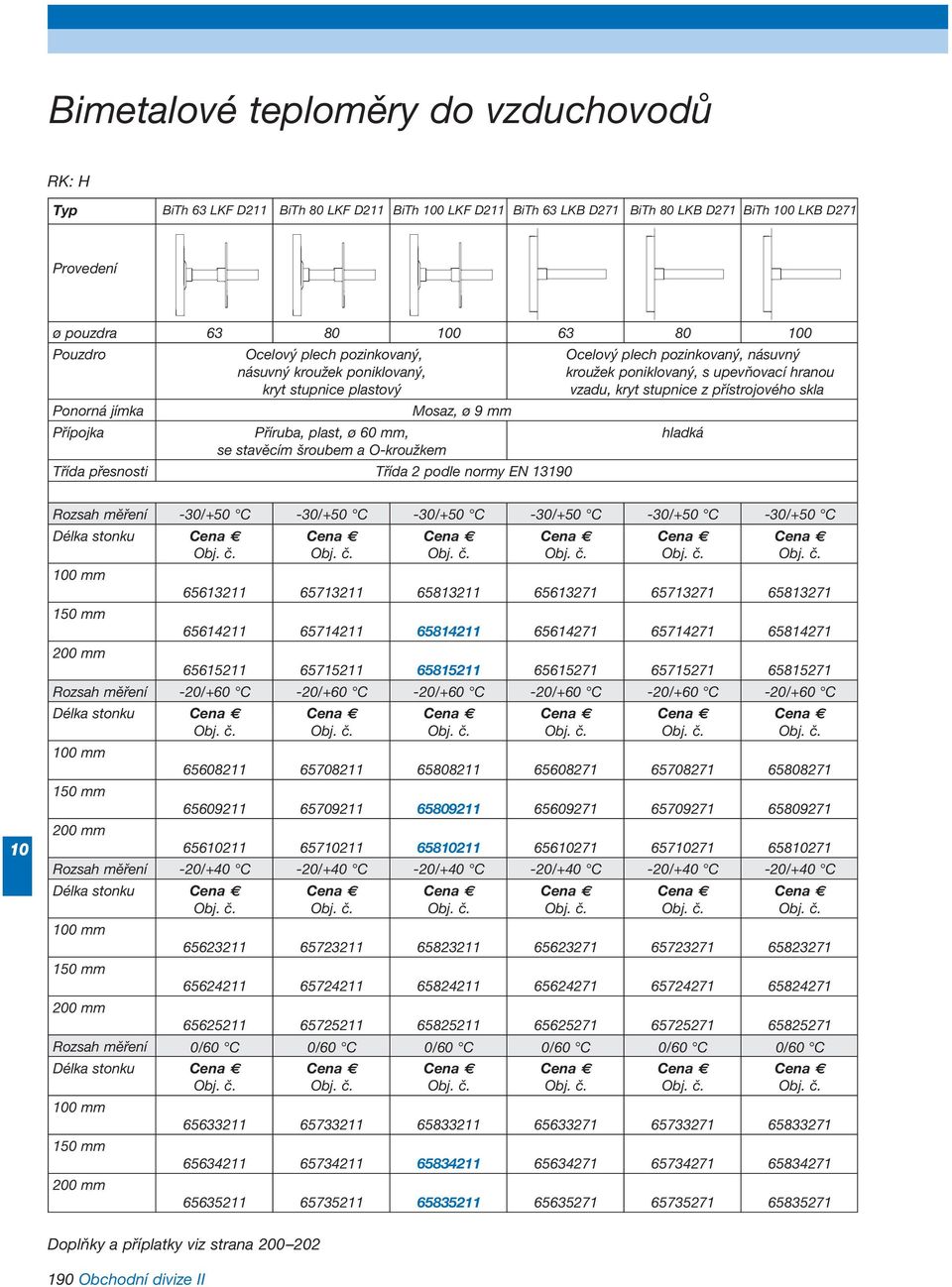 stavěcím šroubem a O-kroužkem Třída přesnosti Třída 2 podle normy EN 190 Rozsah měření -30/+50 C -30/+50 C -30/+50 C -30/+50 C -30/+50 C -30/+50 C Cena Cena Obj. č.