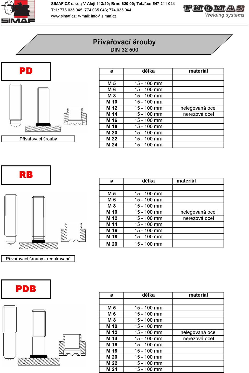 /fax: 547 211 044 Přivařovací šrouby DIN 32