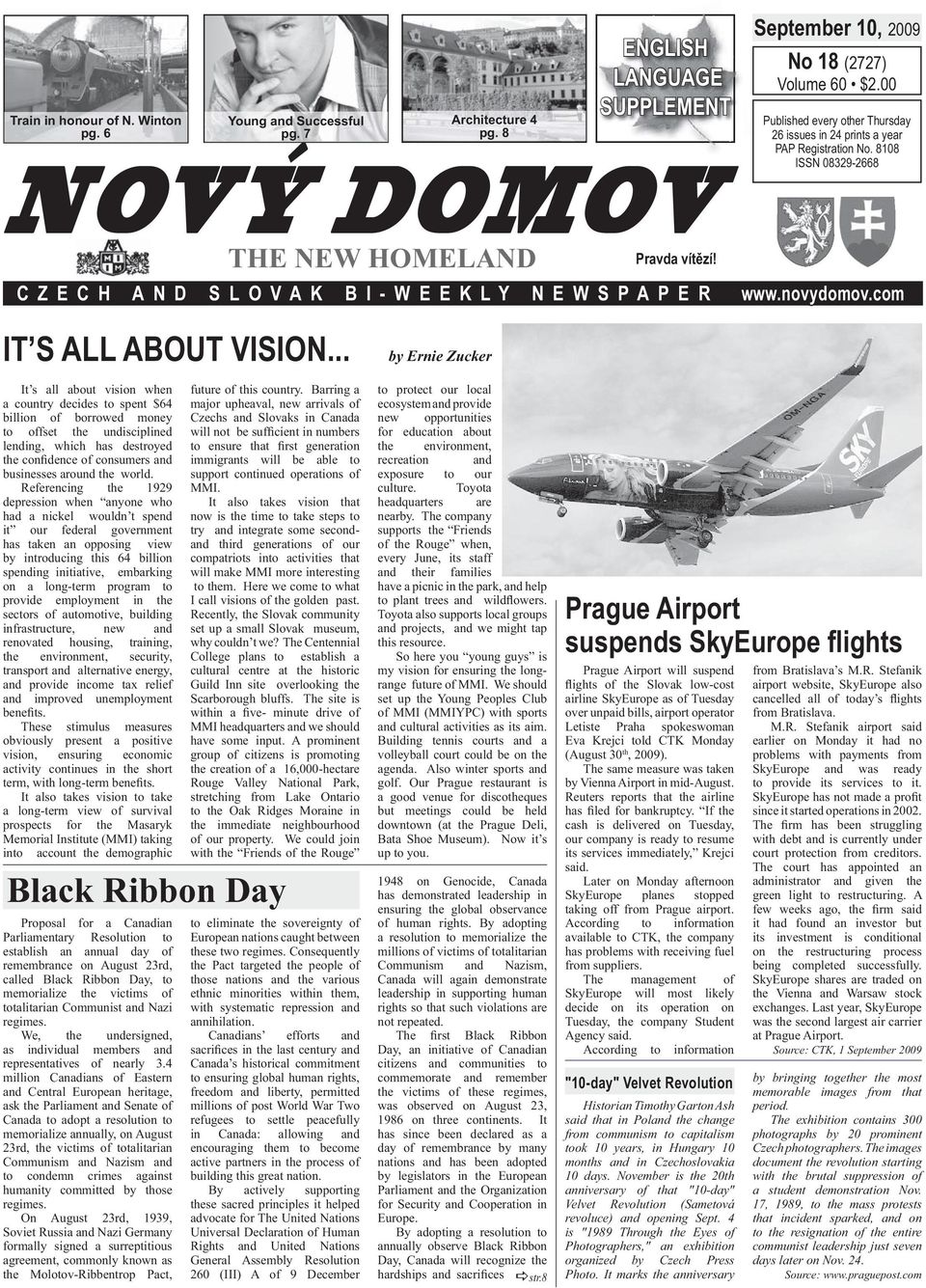 8 NOVÝ DOMOV THE NEW HOMELAND ENGLISH LANGUAGE SUPPLEMENT CZECH AND SLOVAK