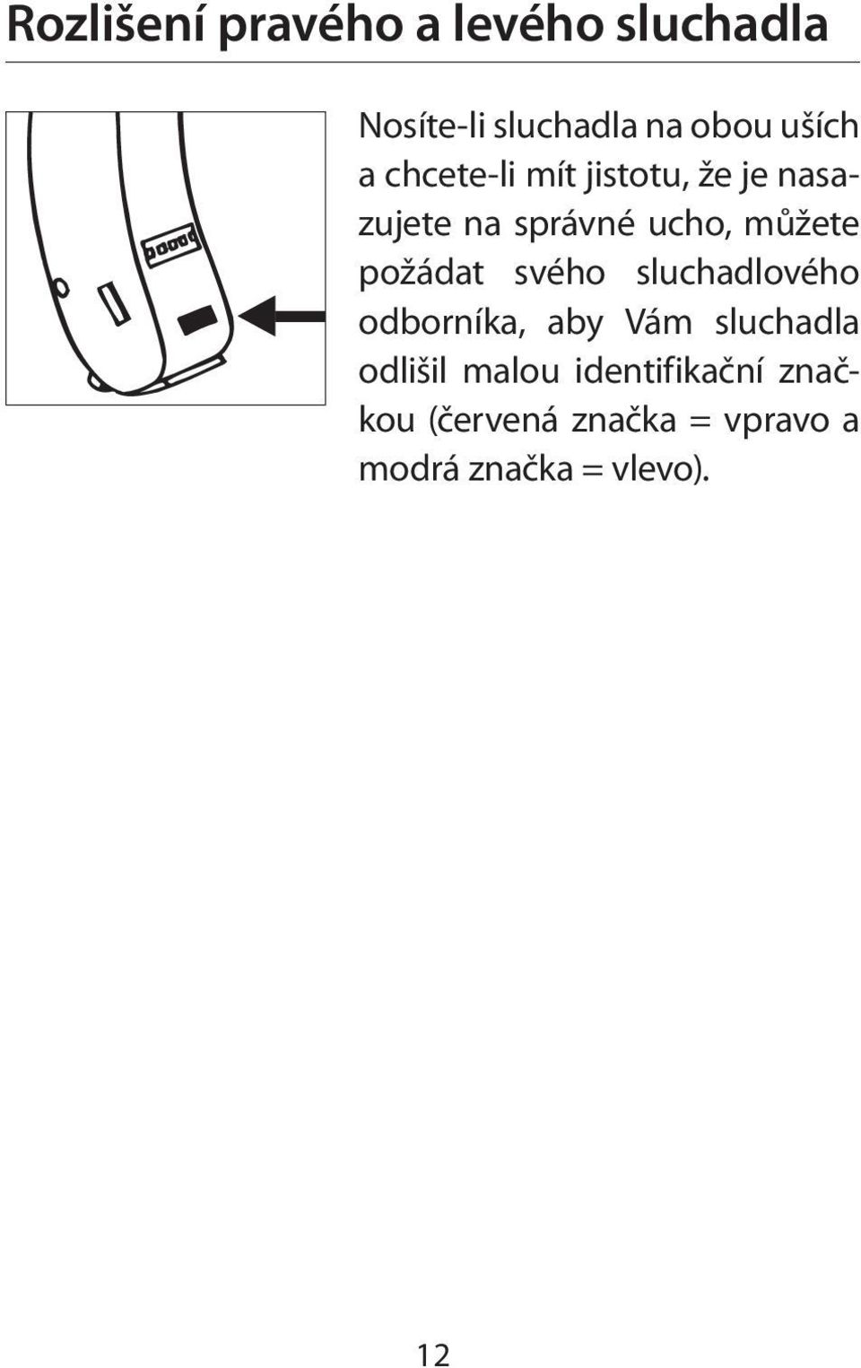 požádat svého sluchadlového odborníka, aby Vám sluchadla odlišil malou