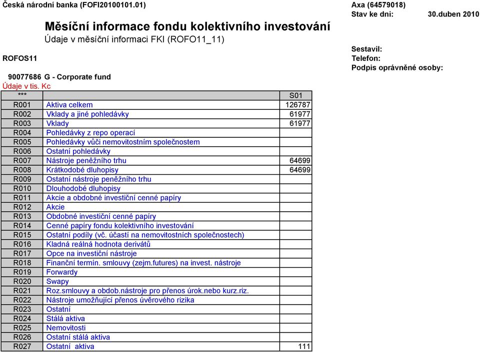 64699 64699 R014 Cenné papíry fondu kolektivního