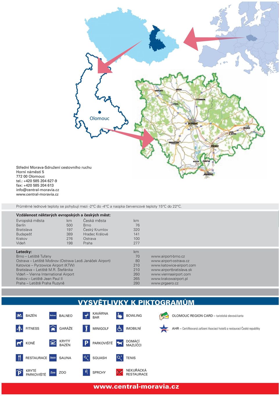 Vzdálenost některých evropských a českých měst: Evropská města km Česká města km Berlín 500 Brno 76 Bratislava 197 Český Krumlov 320 Budapešť 389 Hradec Králové 141 Krakov 276 Ostrava 100 Vídeň 198