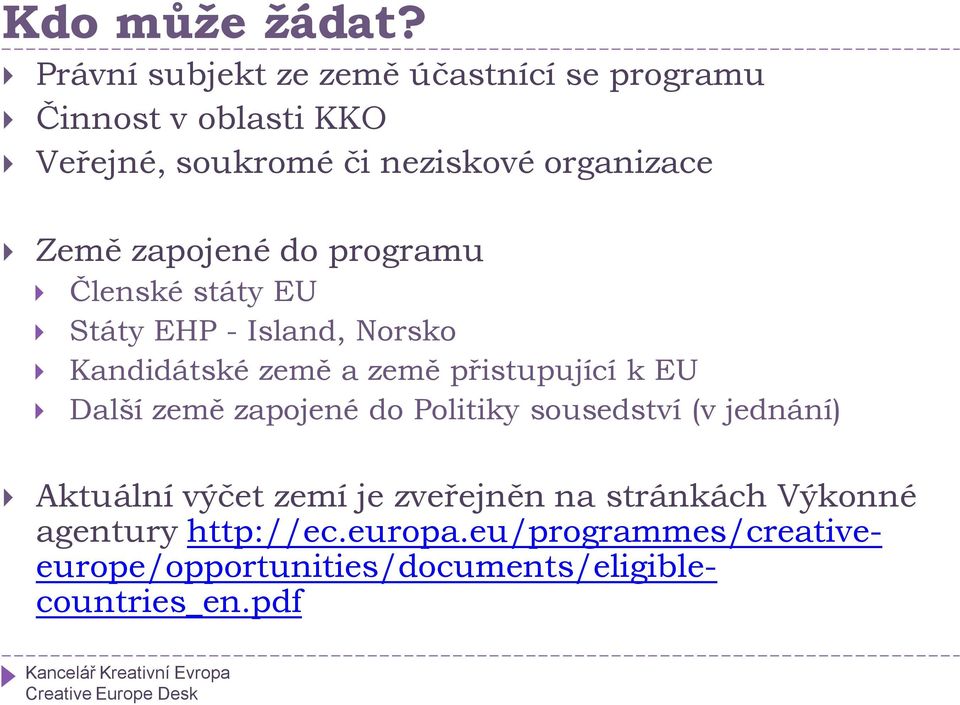 Země zapojené do programu Členské státy EU Státy EHP - Island, Norsko Kandidátské země a země přistupující k EU