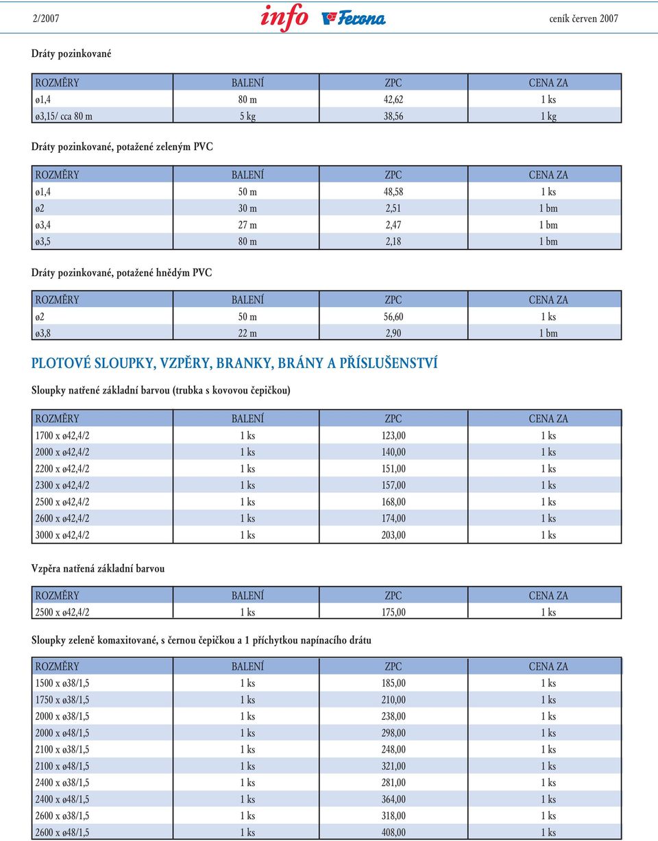 čepičkou) 1700 x ø42,4/2 1 ks 123,00 1 ks 2000 x ø42,4/2 1 ks 140,00 1 ks 2200 x ø42,4/2 1 ks 151,00 1 ks 2300 x ø42,4/2 1 ks 157,00 1 ks 2500 x ø42,4/2 1 ks 168,00 1 ks 2600 x ø42,4/2 1 ks 174,00 1