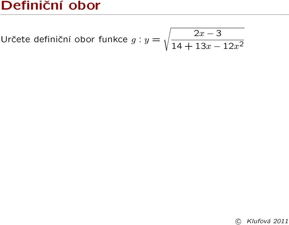 obor funkce g :