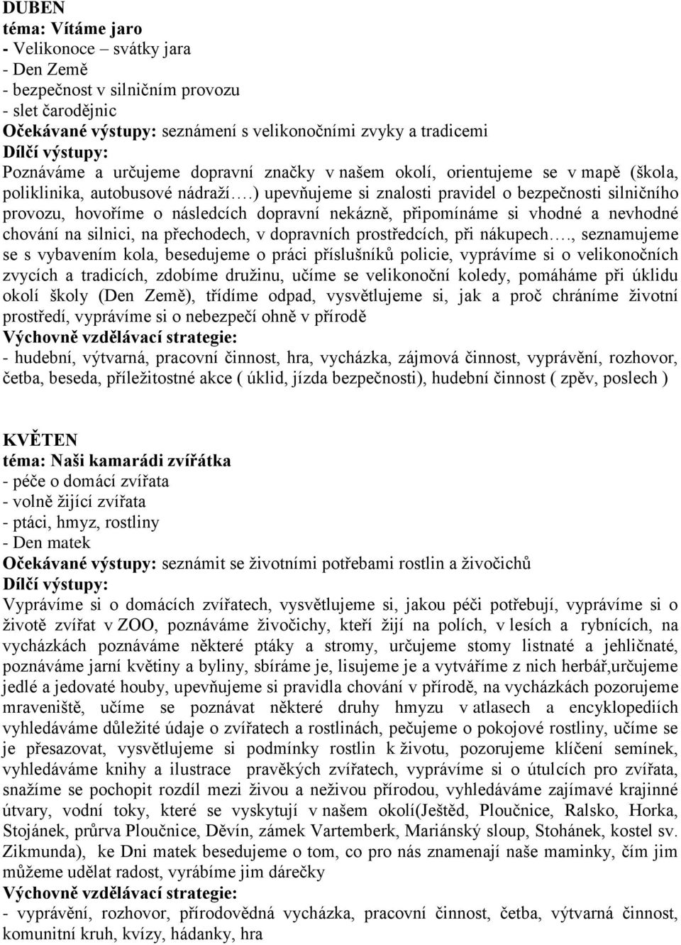 ) upevňujeme si znalosti pravidel o bezpečnosti silničního provozu, hovoříme o následcích dopravní nekázně, připomínáme si vhodné a nevhodné chování na silnici, na přechodech, v dopravních