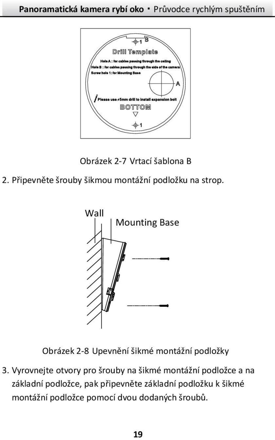 Wall Mounting Base Obrázek 2-8 Upevnění šikmé montážní podložky 3.