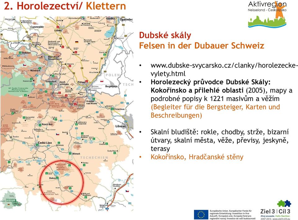 html Horolezecký průvodce Dubské Skály: Kokořínsko a přilehlé oblasti (2005), mapy a podrobné popisy k 1221