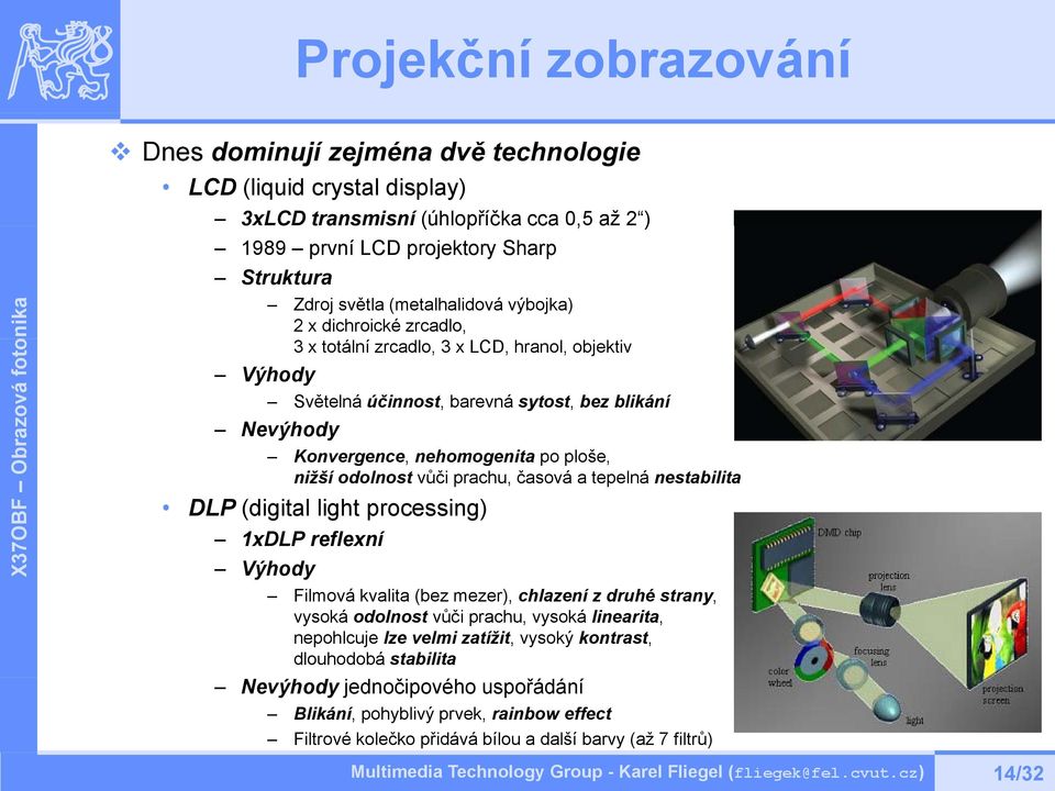 odolnost vůči prachu, časová a tepelná nestabilita DLP (digital light processing) 1xDLP reflexní Výhody Filmová kvalita (bez mezer), chlazení z druhé strany, vysoká odolnost vůči prachu, vysoká