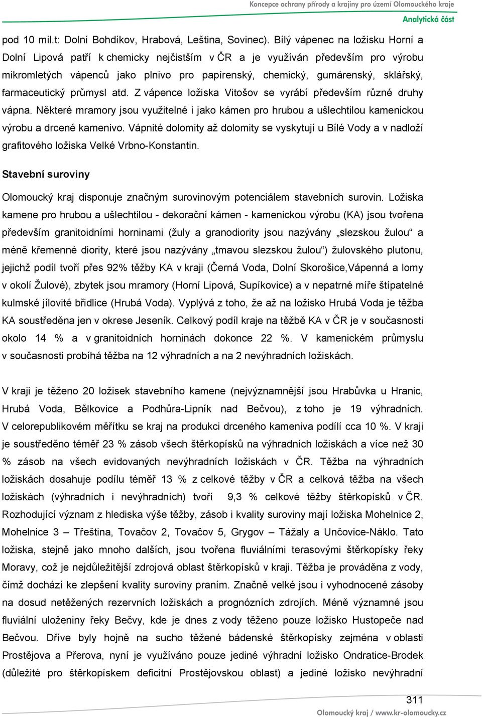 farmaceutický průmysl atd. Z vápence ložiska Vitošov se vyrábí především různé druhy vápna. Některé mramory jsou využitelné i jako kámen pro hrubou a ušlechtilou kamenickou výrobu a drcené kamenivo.
