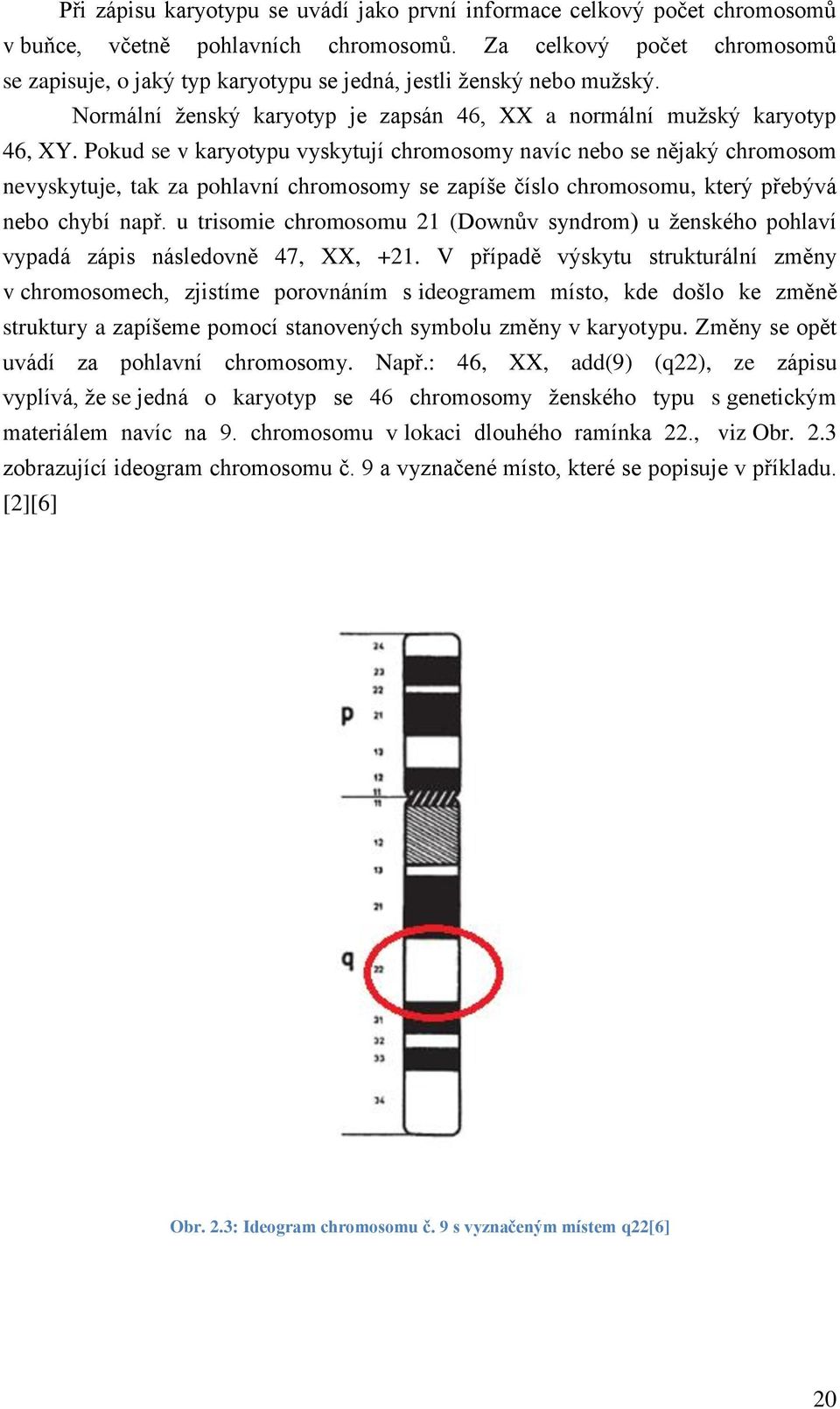 Pokud se v karyotypu vyskytují chromosomy navíc nebo se nějaký chromosom nevyskytuje, tak za pohlavní chromosomy se zapíše číslo chromosomu, který přebývá nebo chybí např.