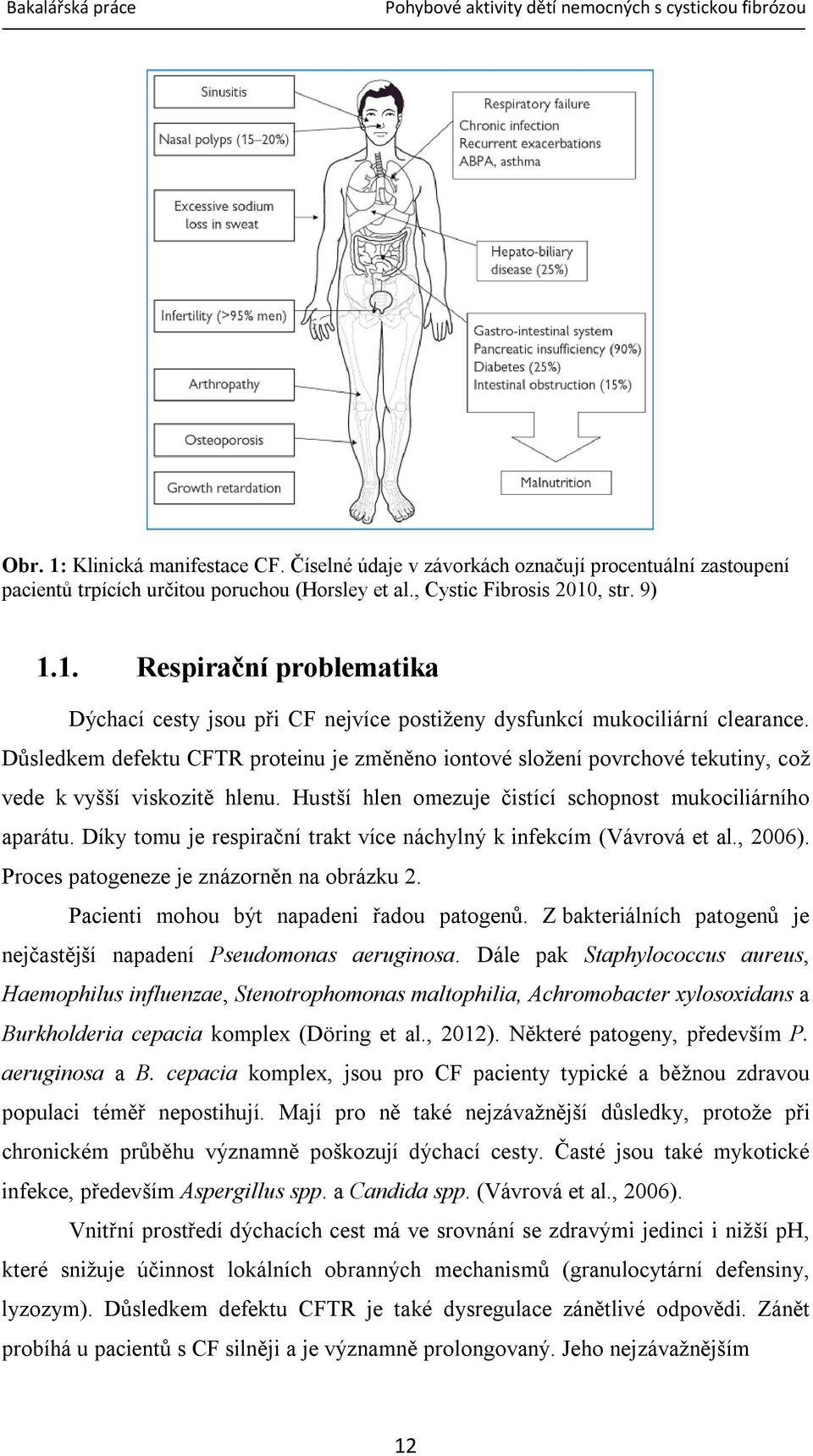 Díky tomu je respirační trakt více náchylný k infekcím (Vávrová et al., 2006). Proces patogeneze je znázorněn na obrázku 2. Pacienti mohou být napadeni řadou patogenů.
