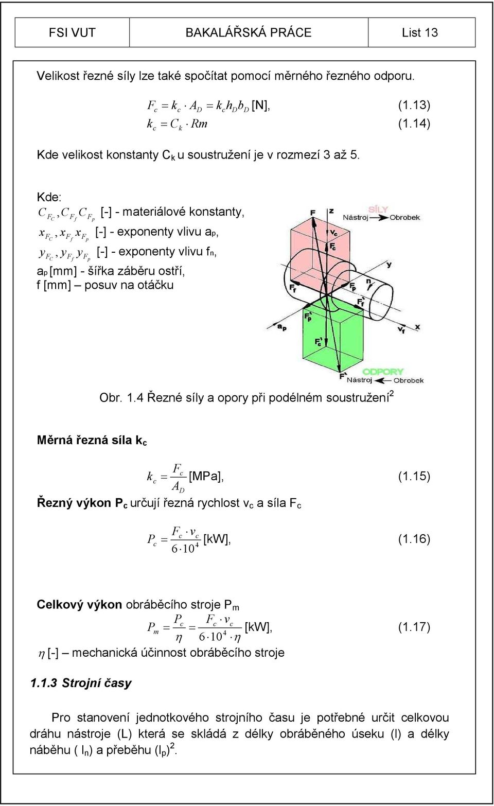 Kde: C, C C [-] - materiálové konstanty, FC FC Ff Ff Fp Fp x, x x [-] - exponenty vlivu ap, y, y y [-] - exponenty vlivu fn, FC Ff Fp ap [mm] - šířka záběru ostří, f [mm] posuv na otáčku Obr. 1.