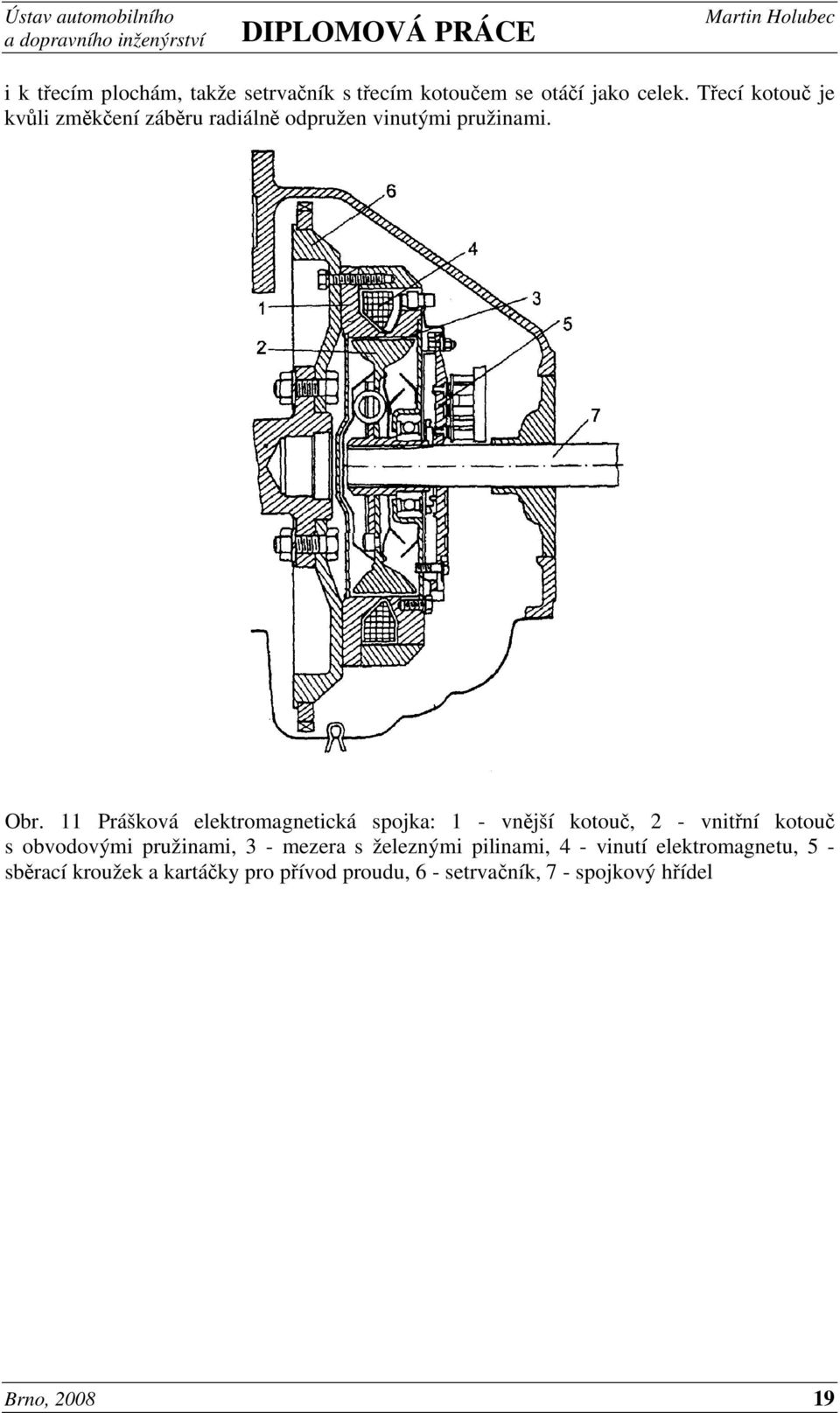 11 Prášková elektromagnetická spojka: 1 - vnější kotouč, 2 - vnitřní kotouč s obvodovými pružinami, 3 -