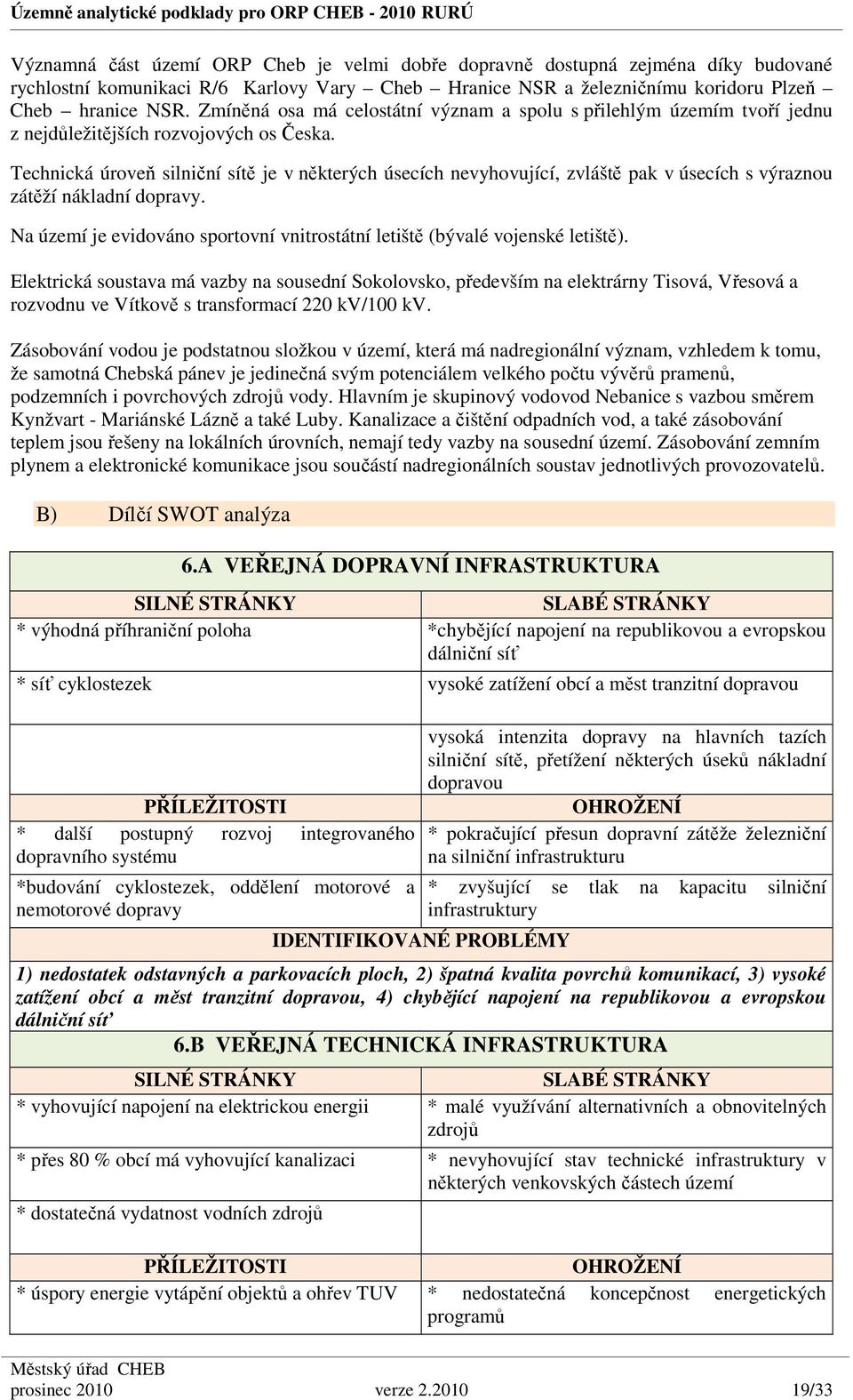 Technická úroveň silniční sítě je v některých úsecích nevyhovující, zvláště pak v úsecích s výraznou zátěží nákladní dopravy.