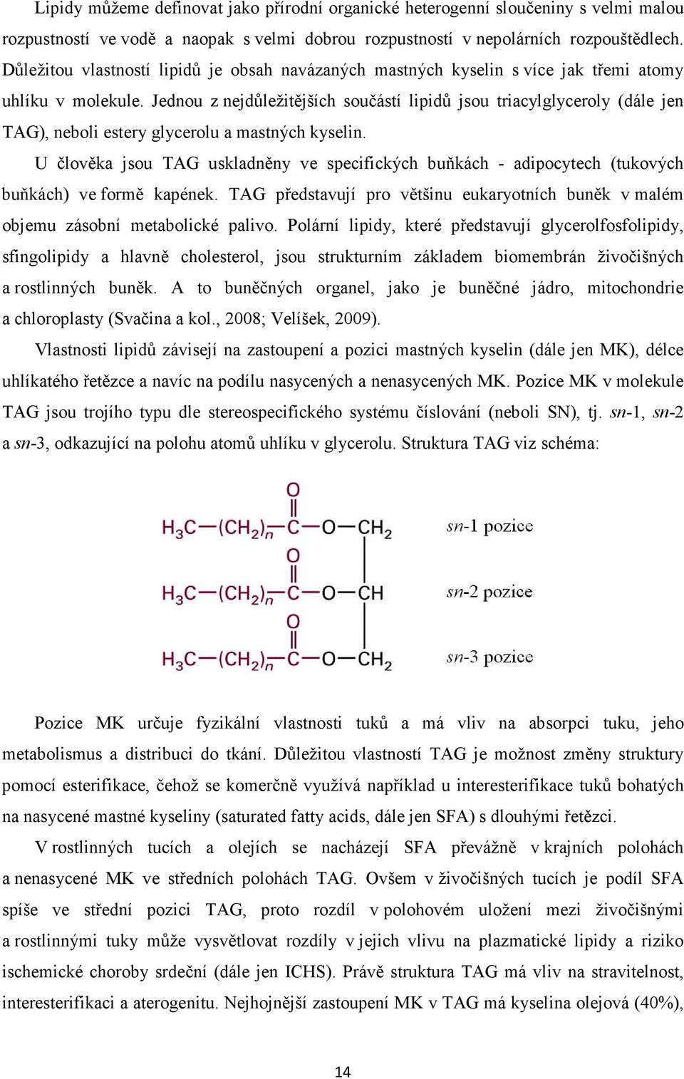 Jednou z nejdůležitějších součástí lipidů jsou triacylglyceroly (dále jen TAG), neboli estery glycerolu a mastných kyselin.