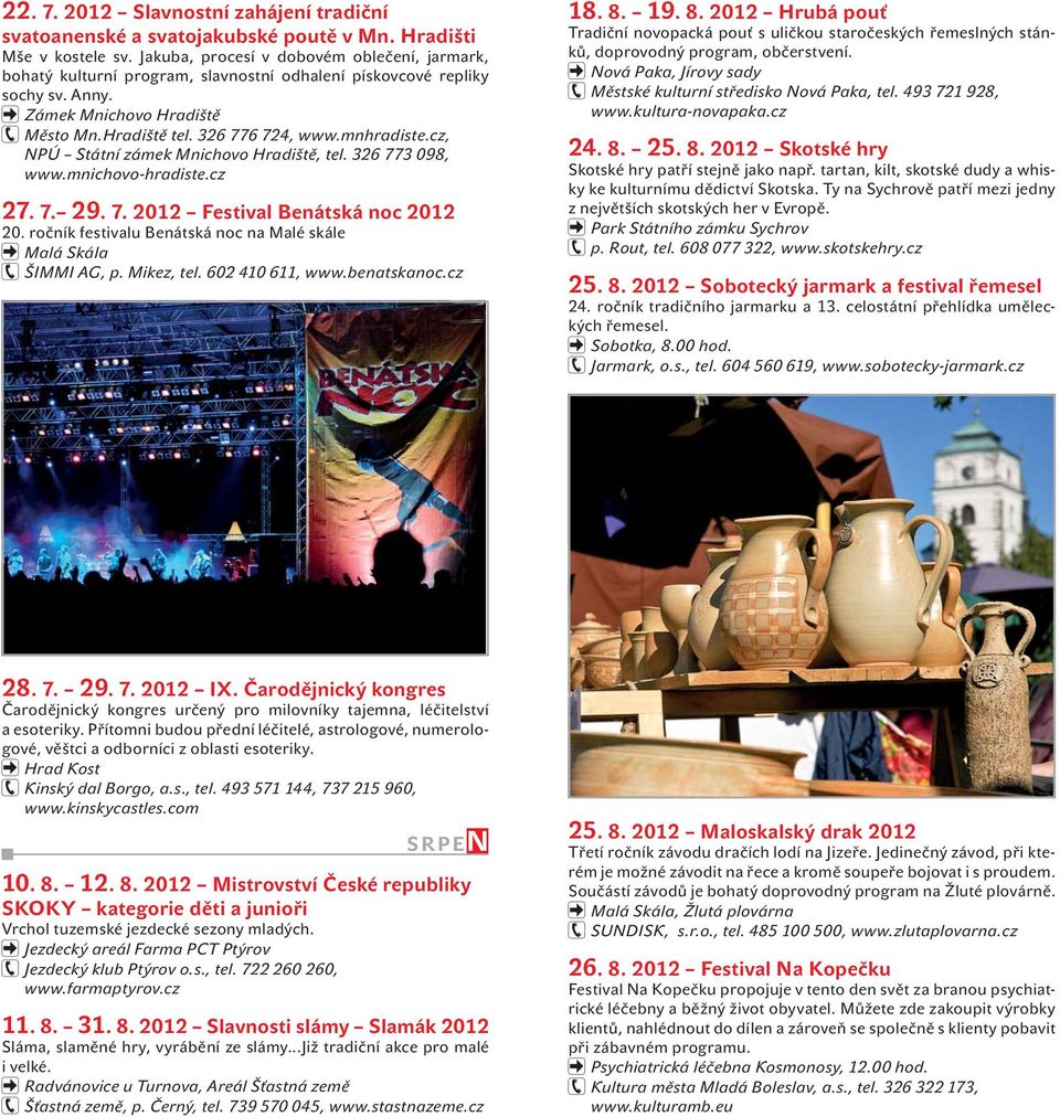 cz, NPÚ Státní zámek Mnichovo Hradiště, tel. 326 773 098, www.mnichovo-hradiste.cz 27. 7. 29. 7. 2012 Festival Benátská noc 2012 20. ročník festivalu Benátská noc na Malé skále Malá Skála ŠIMMI AG, p.