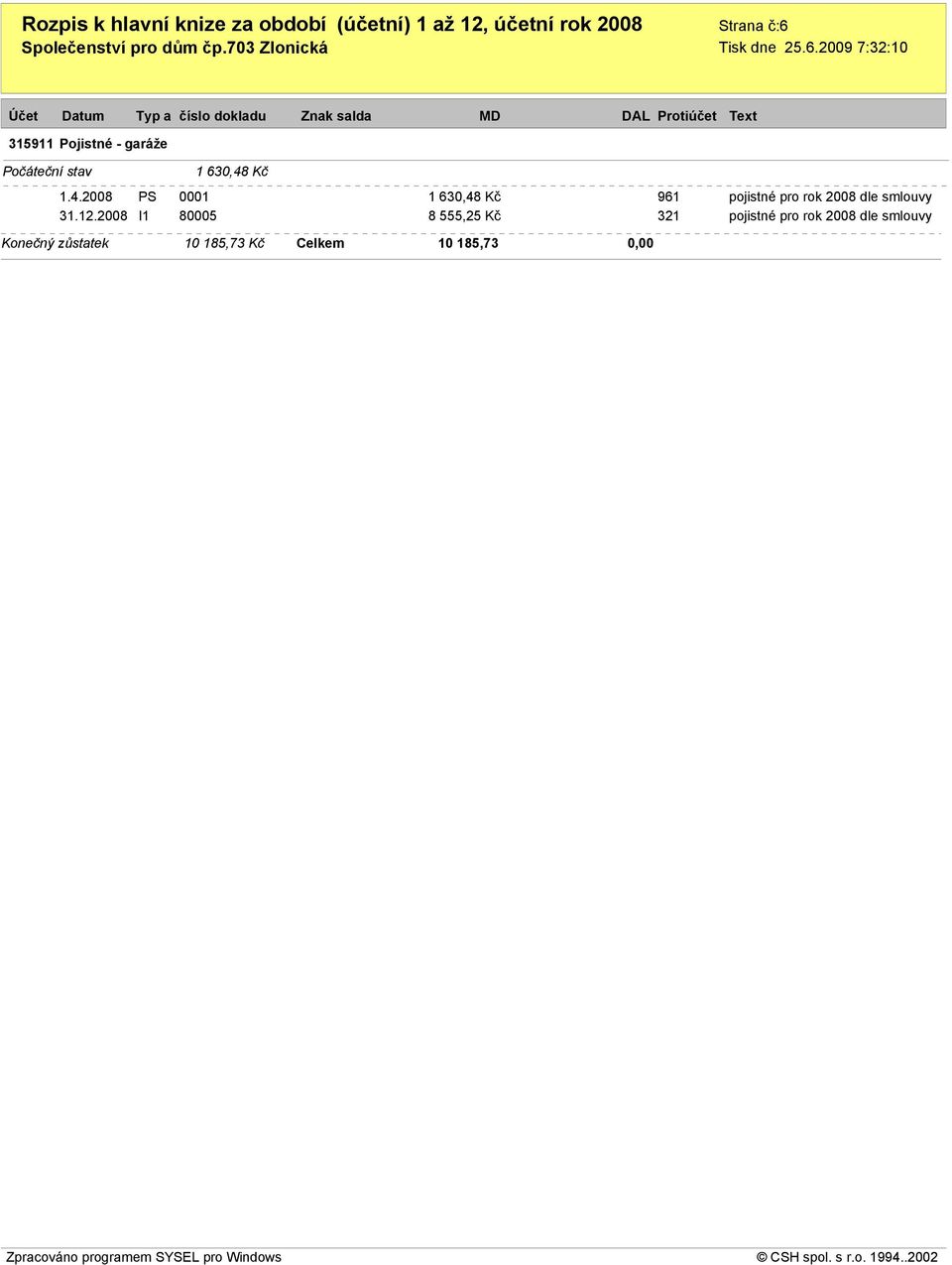 2008 PS 0001 1 630,48 Kč 961 pojistné pro rok 2008 dle