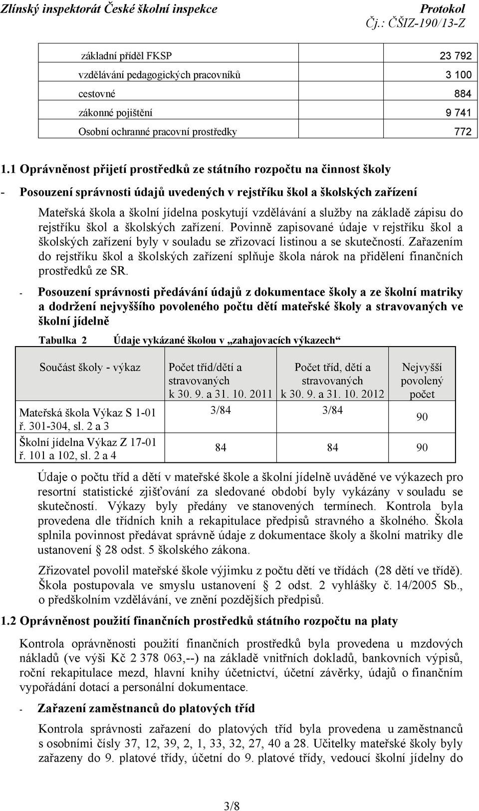 vzdělávání a služby na základě zápisu do rejstříku škol a školských zařízení. Povinně zapisované údaje v rejstříku škol a školských zařízení byly v souladu se zřizovací listinou a se skutečností.