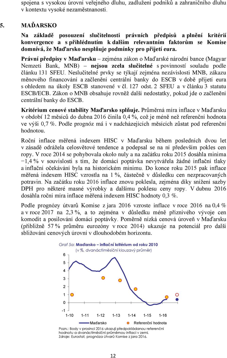 přijetí eura. Právní předpisy v Maďarsku zejména zákon o Maďarské národní bance (Magyar Nemzeti Bank, MNB) nejsou zcela slučitelné s povinností souladu podle článku 131 SFEU.