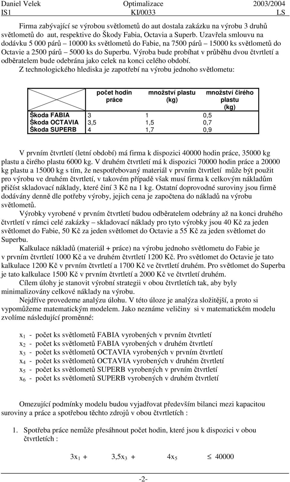 Výroba bude probíhat v průběhu dvou čtvrtletí a odběratelem bude odebrána jako celek na konci celého období.