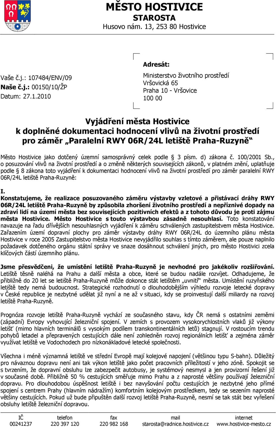 7484/ENV/09 Naše č.j.: 0015
