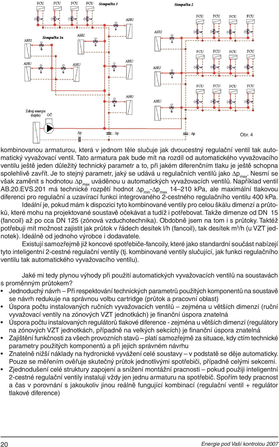 Je to stejný parametr, jaký se udává u regulačních ventilů jako Δp max. Nesmí se však zaměnit s hodnotou Δp max uváděnou u automatických vyvažovacích ventilů. Například ventil AB.20.EVS.