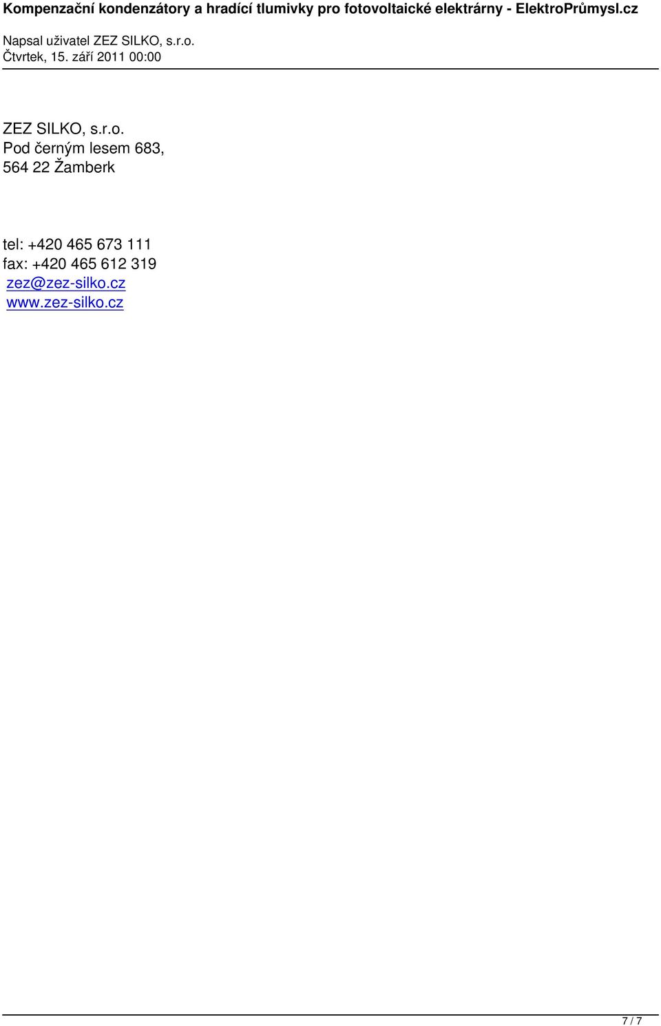 Žamberk tel: +420 465 673 111 fax: